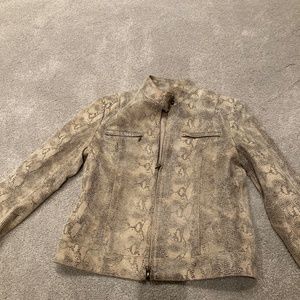 Alfani small genuine leather jacket with snakeskin pattern